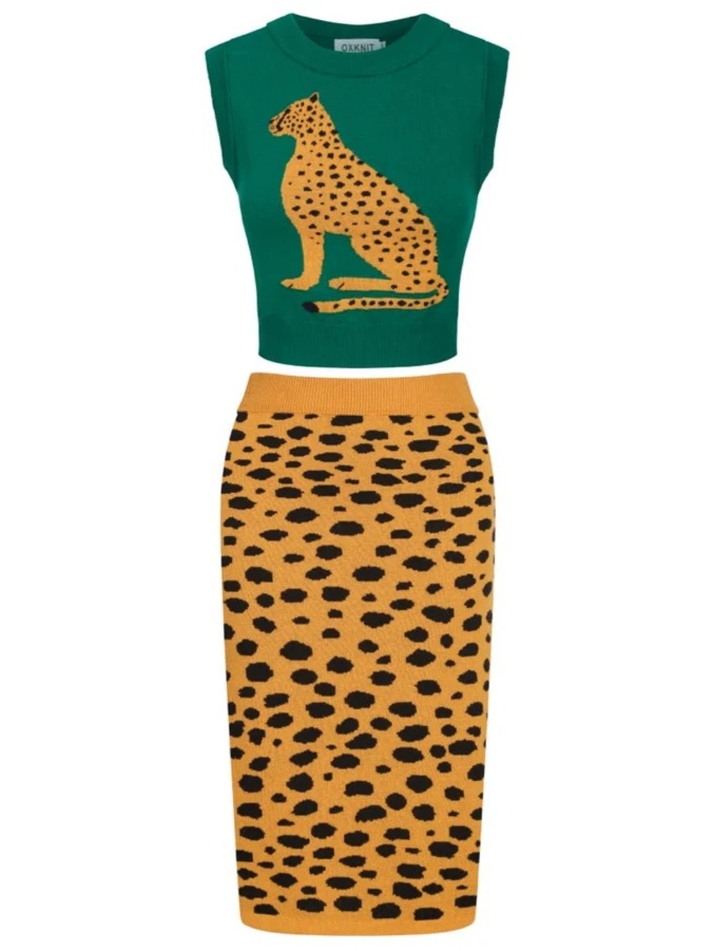 Red Leopard Print Knit A-Line Skirt - Women - Picture 5 of 11